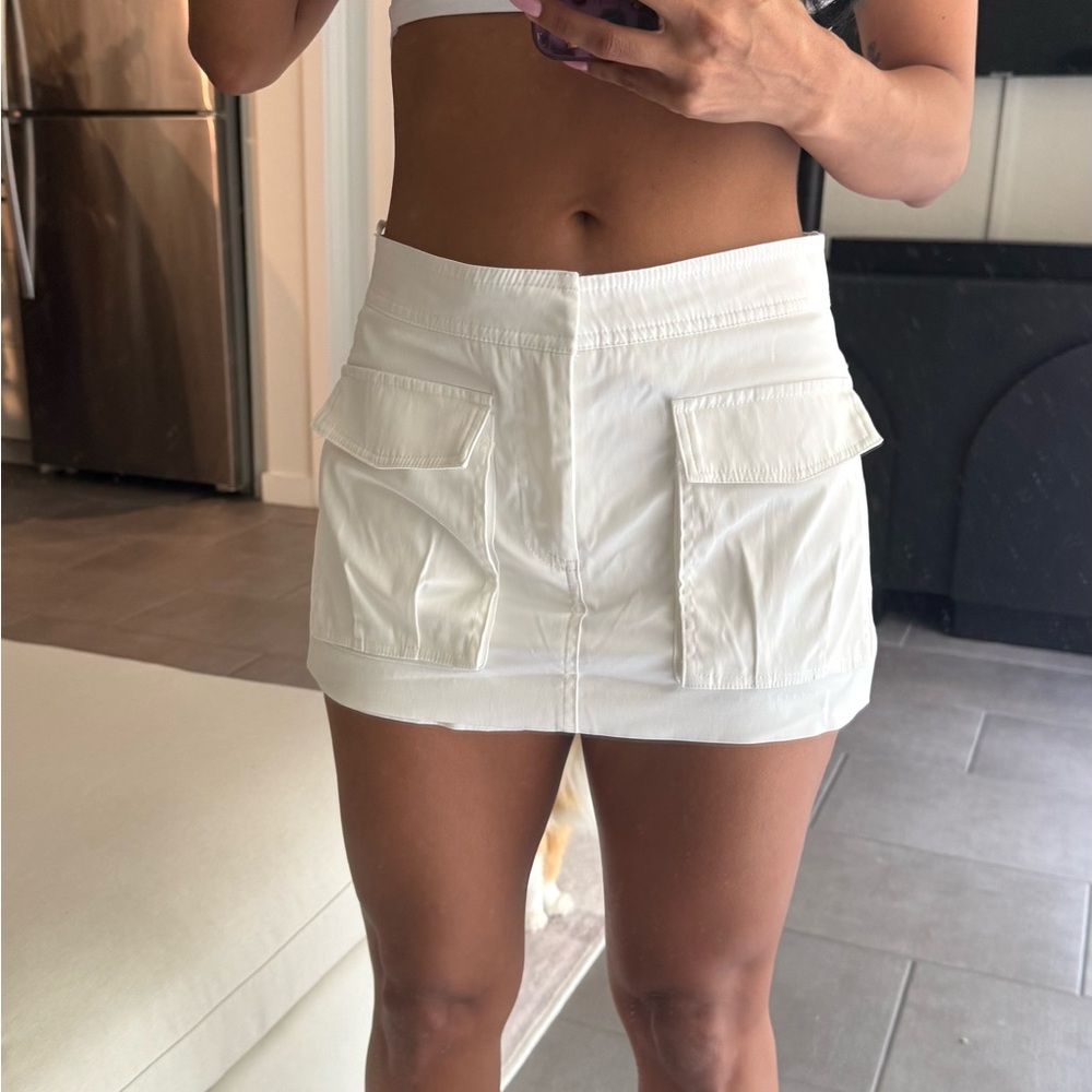 Zara White Cargo Pocket Mini Skort